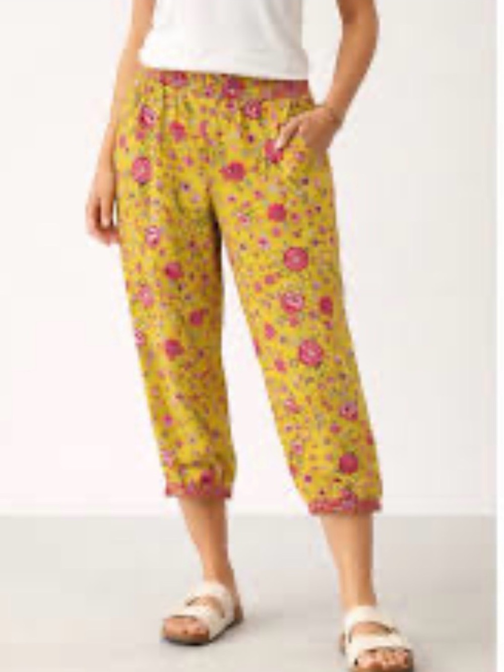 Sundance Women’s Floral Cotton Pants Lightweight Boho Cottagecore Lounge Size M